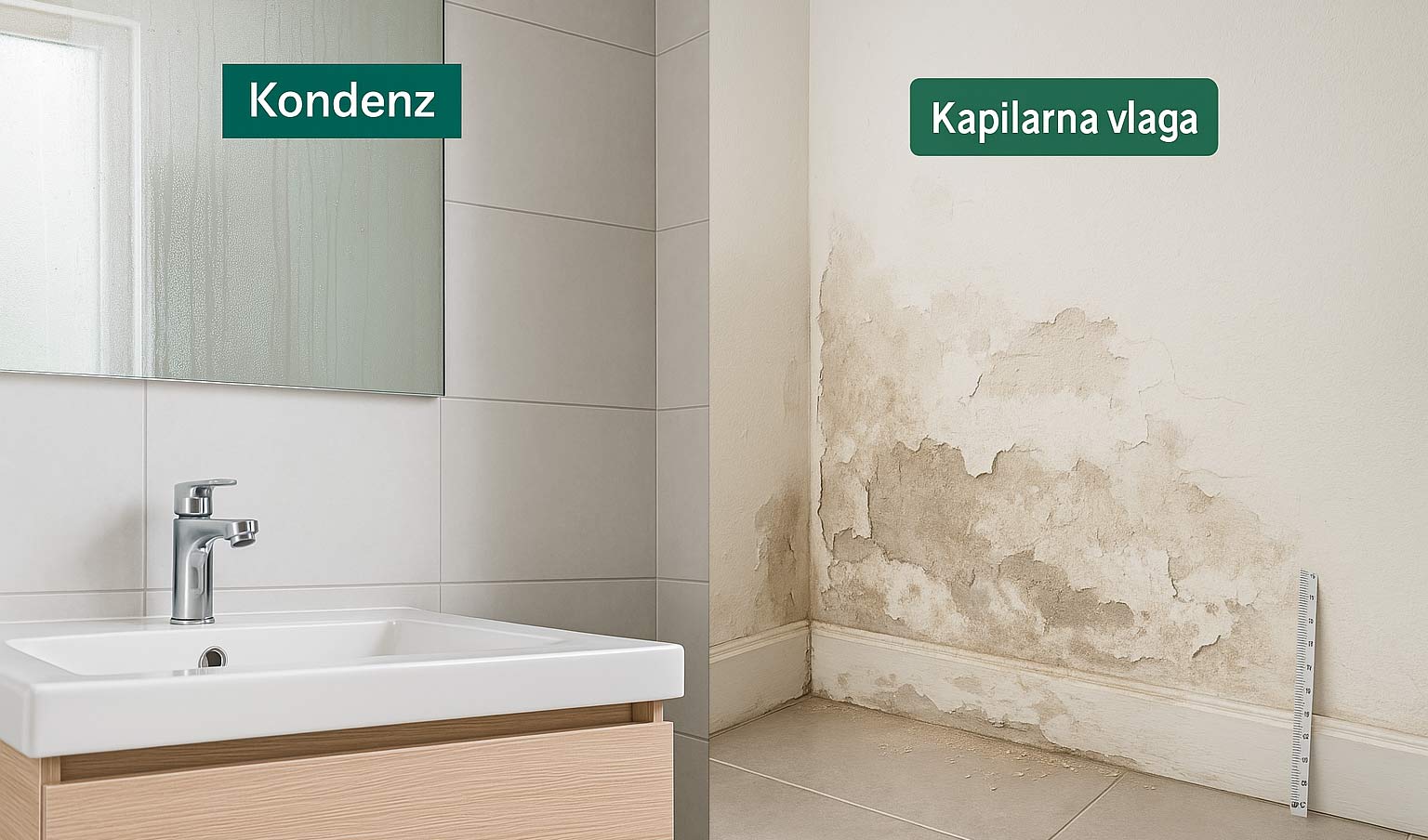 Plesen v kopalnici: Kondenz ali kapilarna vlaga?
